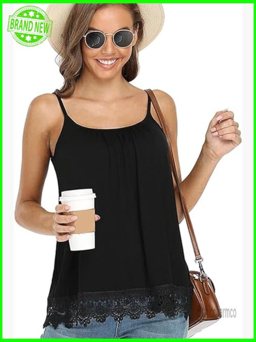Women's Tank Top with Built in Bra Adjustable Strap Sleeveless Cami Workout